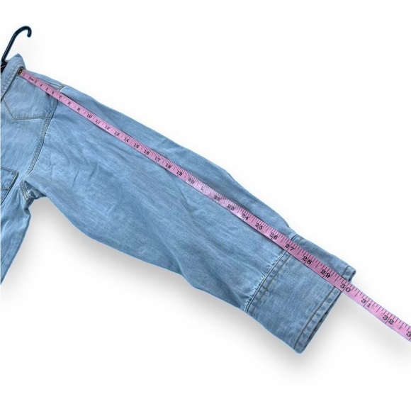 Free People X Sandrine Rose Pearl Snap Denim Shirt -Size Large -NWT- MSRP $298 - Picture 10 of 11